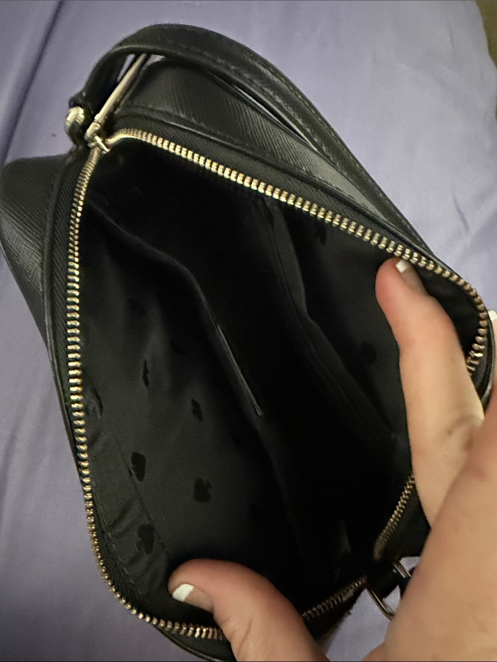 kate spade black leather crossbody bag with gold logo - Picture 4 of 5